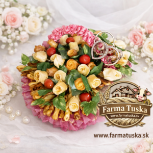 Svadobná syrová torta kytica z farmy Kosorín – ručne vyrábaná syrová torta z farmárskych surovín