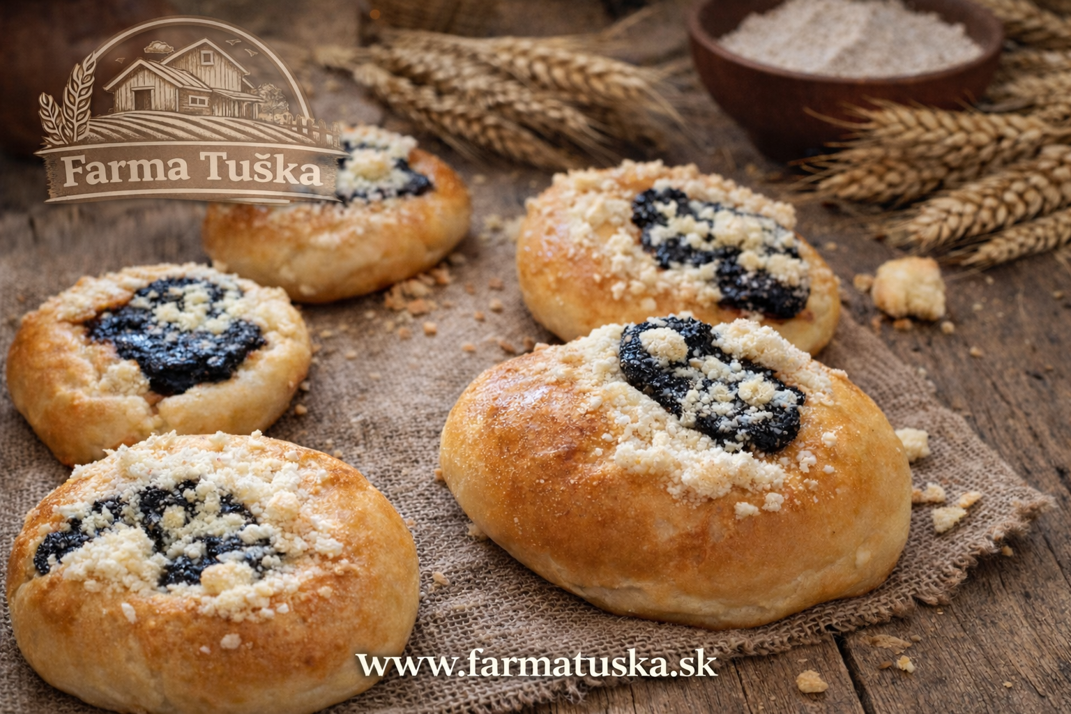 Kysnuté Moravské koláčiky pečené kváskovou metódou z Kosorína – tradičné domáce pečivo Farma Tuška