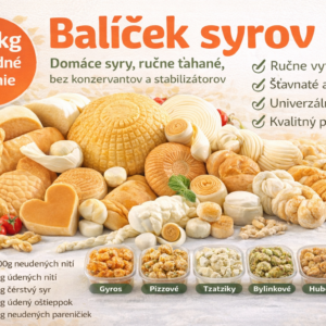 Balíček domácich syrov 5,9 kg – ručne ťahané neudené a údené syry s ochutenými uzlíkmi