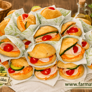 Domáce obložené mini burgeríky s čerstvou zeleninou a syrom od Farma Tuška