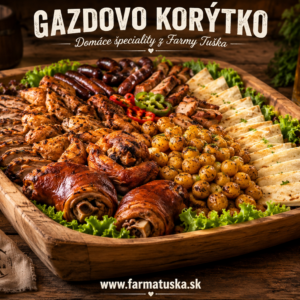 Gazdovo korýtko od Farma Tuška s pečeným kolenom, klobásami, krídlami a domácimi špecialitami