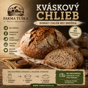 Kváskový chlieb – domáci chlieb bez droždia z Farma Tuška s tradičným kváskom a chrumkavou kôrkou