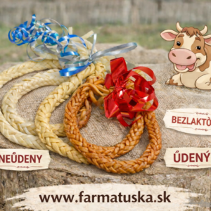 Syrový veľkonočný korbáč z 8 nití dlhý 1 meter – údený a neúdený variant z kravského pareného syra