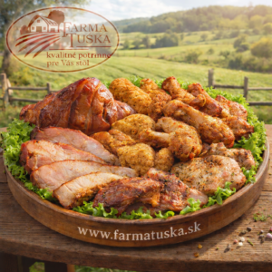 Párty misa ako skvelá voľba pre gurmánov od Farma Tuška – údené koleno, bravčové a kuracie rezne, kuracie krídla a stehná vo vidieckom prostredí